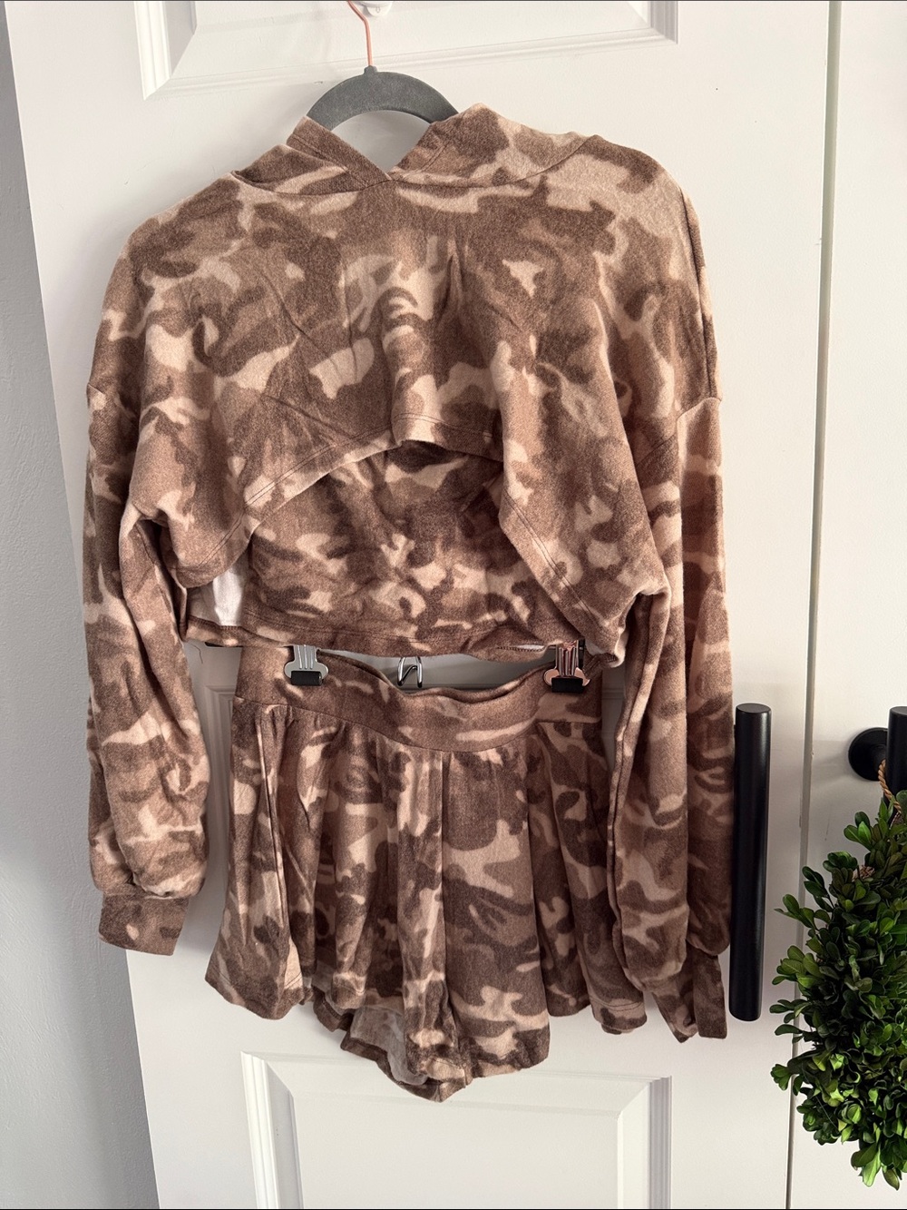 Camo fleece 3 piece short and sweatshirt set